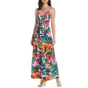 J. Crew Tropical Floral Maxi Dress - Pink, Yellow, Green